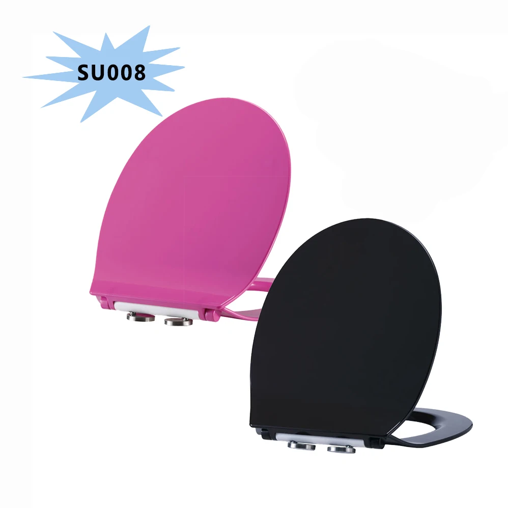 Modern Slim round Standard European Toilet Seat Cover Soft Close SU008 Made of Wood Plastic Urea Oval Shape Closed Front