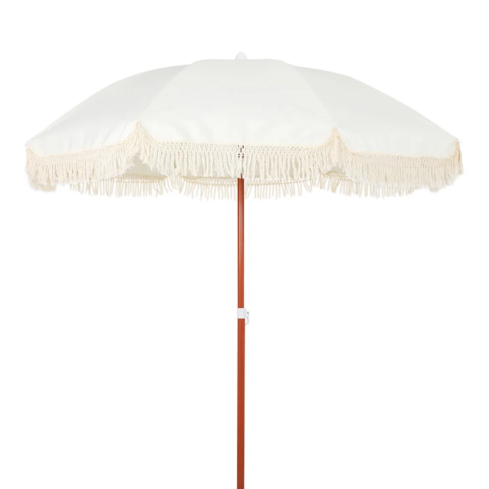 Оптовая продажа, индивидуальный пляжный зонтик, портативный зонтик от солнца, открытый пляжный зонтик с кисточкой