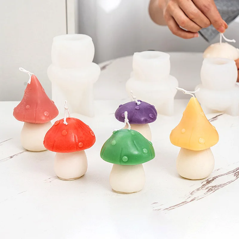 YS art 3 Styles Mushroom Silicone Mold Cute Mushroom Candle Mold Soap Chocolate Cake Mould Concrete Cement Jesmonite diy