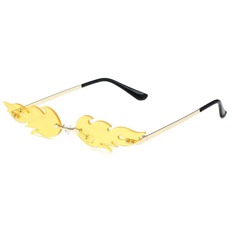 Flame Sunglasses Personality Fashion Trend Sunglasses Metal Rimless Party Glasses
