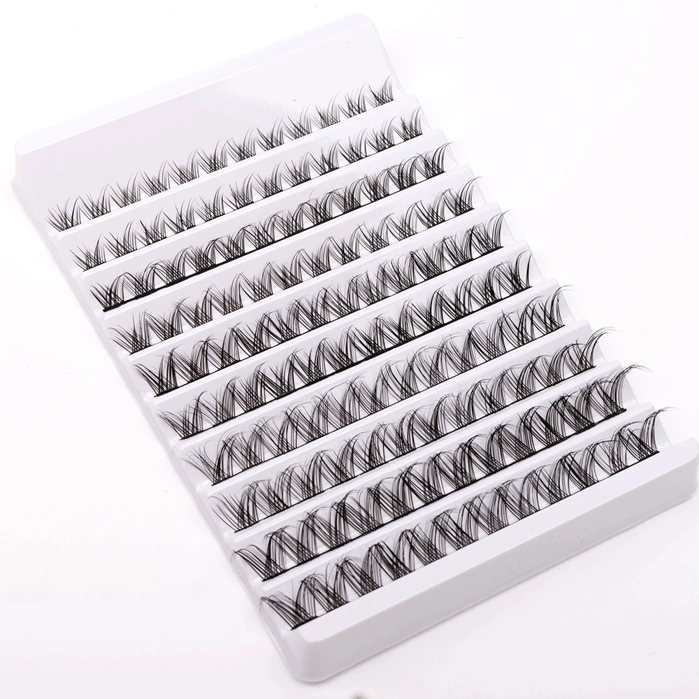 Yiernuo Wholesale Grafted Eyelashes Color Hot Melt Cluster Handmade Colorful Thick Cross False Eyelashes custom private label