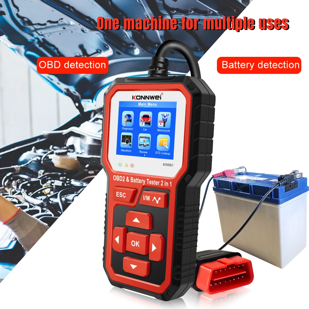 KW681Free Update and Print OBD2 EOBD Vehicle Tools Car Diagnosis Scanner Automotive Diagnostic Tool