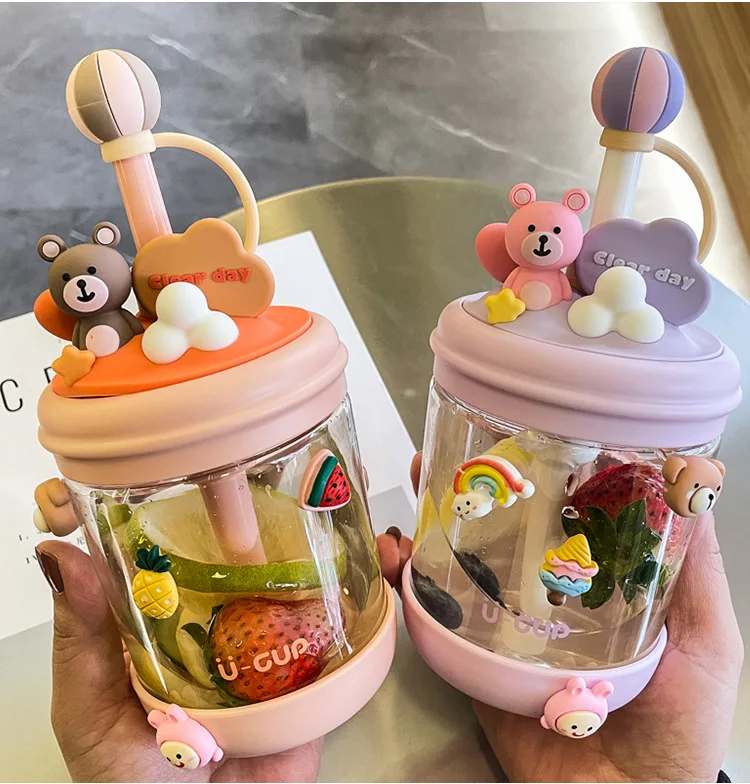 BPA Free Wholesale Portable Acrylic 470ml Plastic Boba Straw Kids Tumbler Cups With Lids and Straws