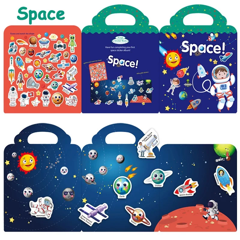 Kids Early Education Cards Toys Reusable Sticker Book Multiple Scenarios Cartoon DIY Puzzle Educational Cognition Learning Toys