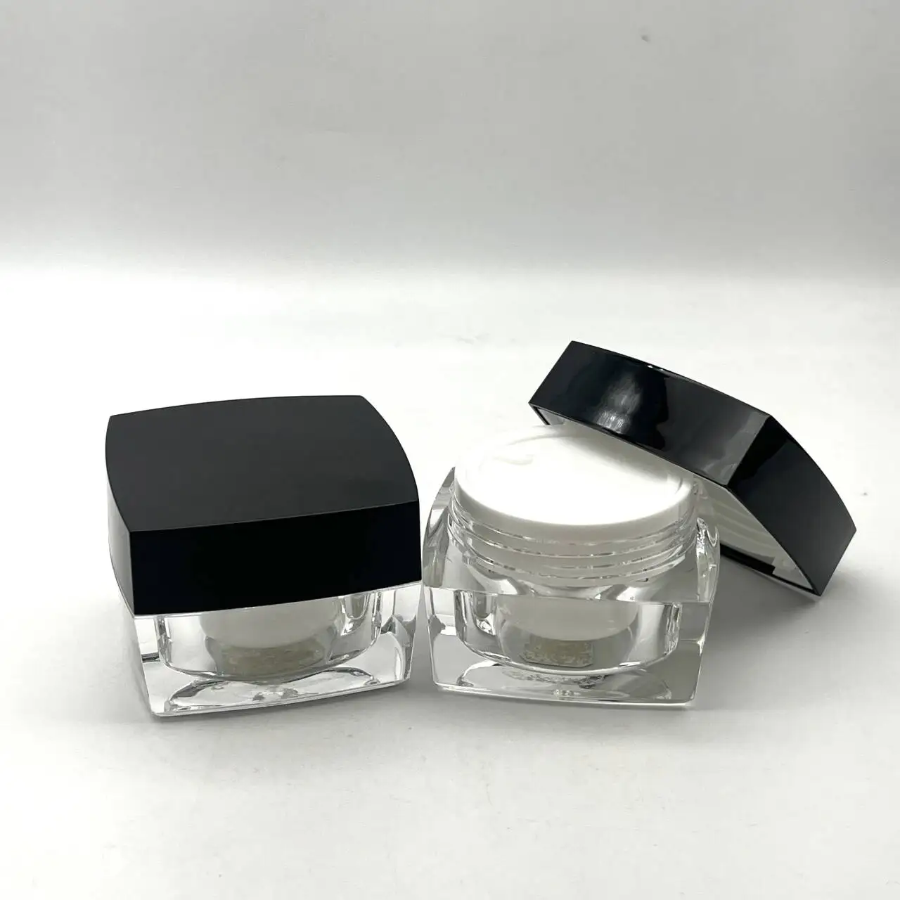30g PMMA Acrylic ABS Luxury Square Arched Plastic Double-wall Cream Jar with PP Cap For Cosmetics Personal Care