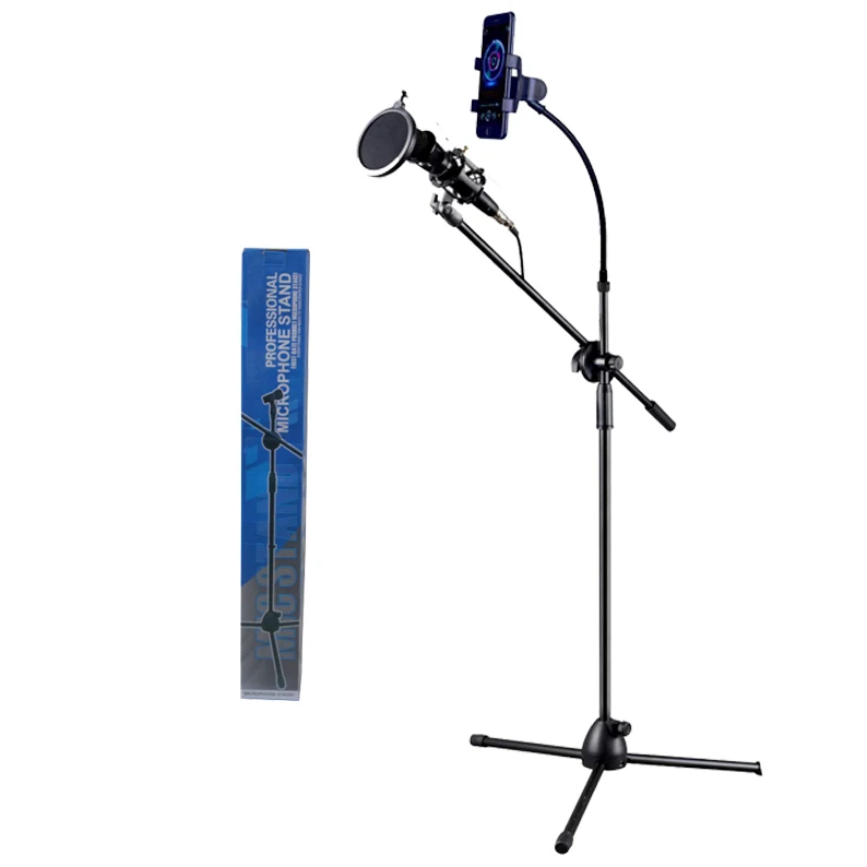 Лидер продаж оптовая продажа устойчивая Регулируемая напольная подставка для микрофона прямых трансляций