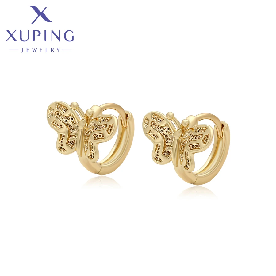 X000982735 Xuping Jewelry Fashion Earrings Butterfly No Stone Huggie 14K gold Plated Zircon Minimalistic Hoop Earring