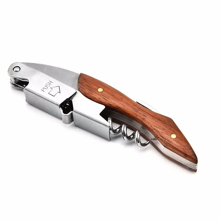 Wooden handle Business Gift Idea Wine Bottle Opener Double Lever Corkscrew Opener