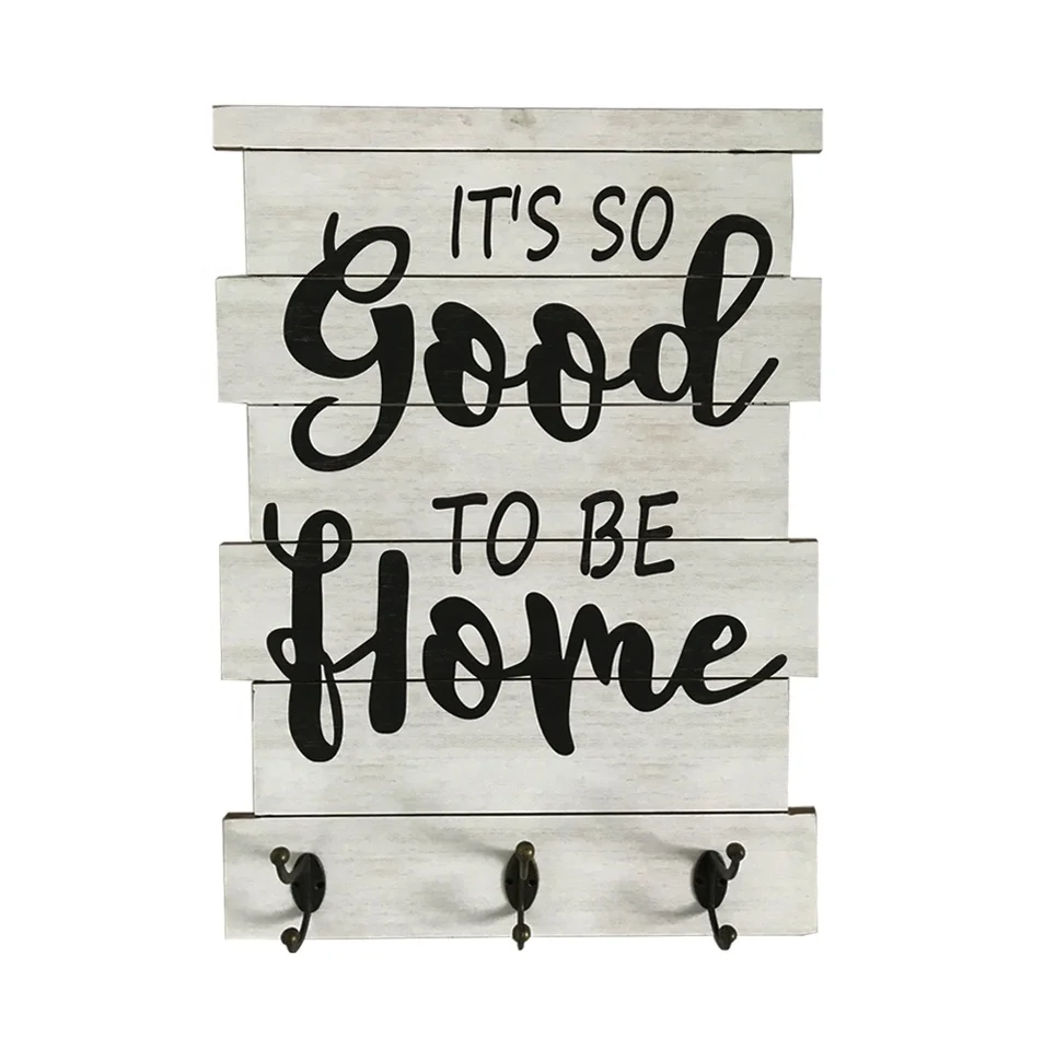 
Customized home and office decoration antique wooden wall plaque with hooks hook hanging wall coat rack 