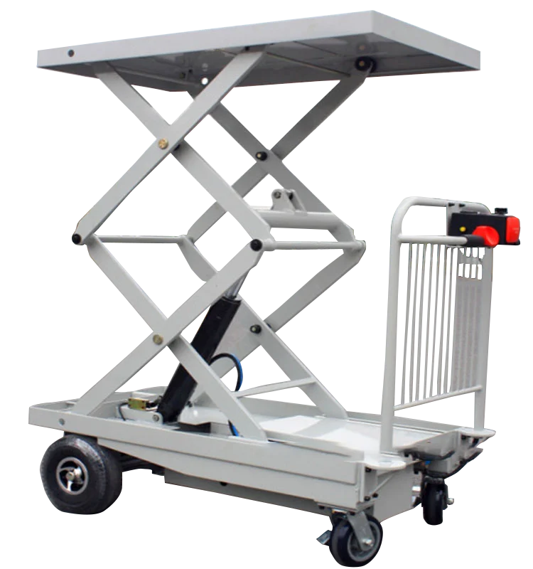 mingfeng warehouse industrial power trolley cart full automatic lift flatbed utility cart