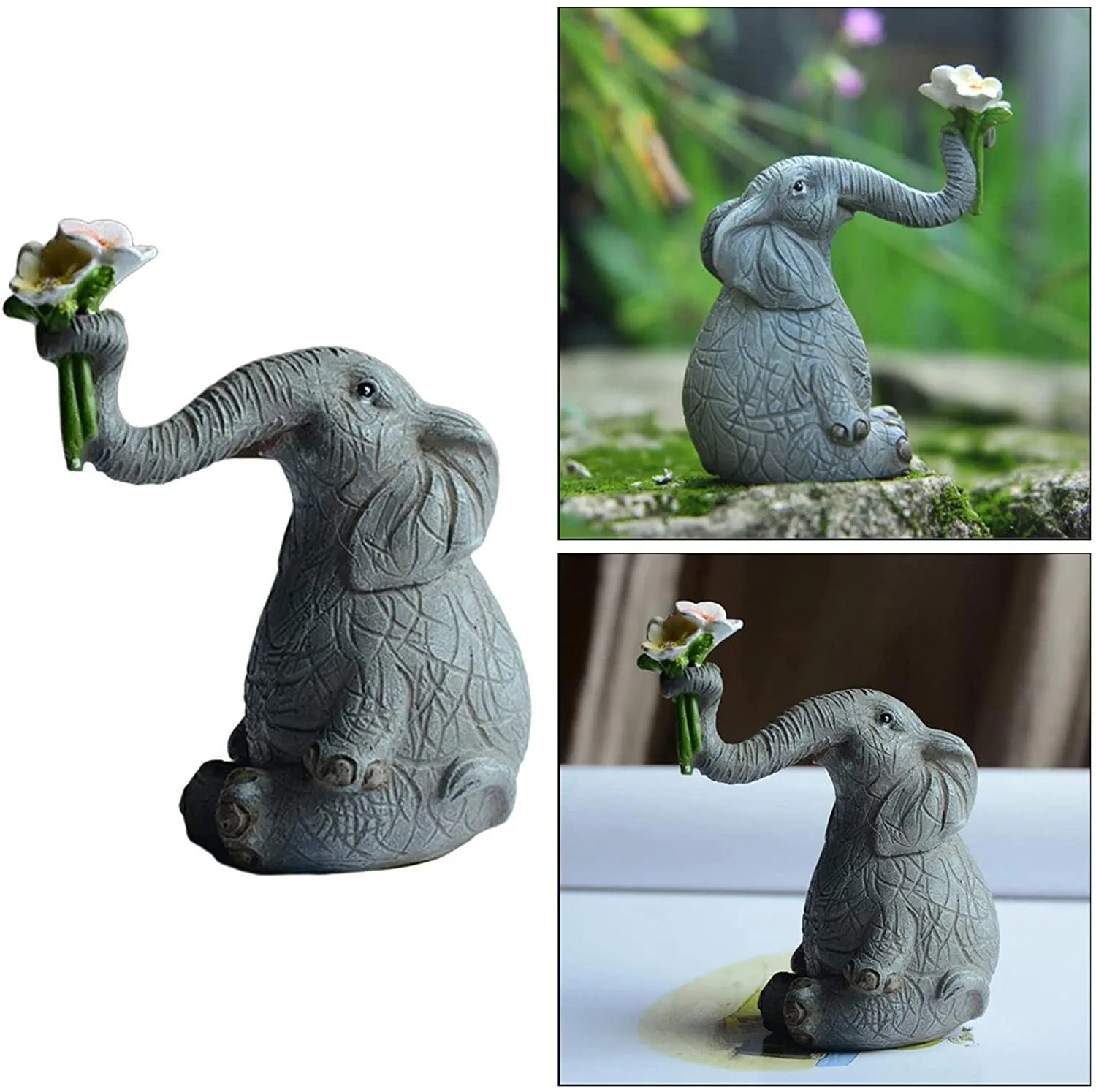 FREE SAMPLE  Elephant Figurine Resin Sculpture Home Decor Fairy Garden Home Table Decor Garden Statue Crafts