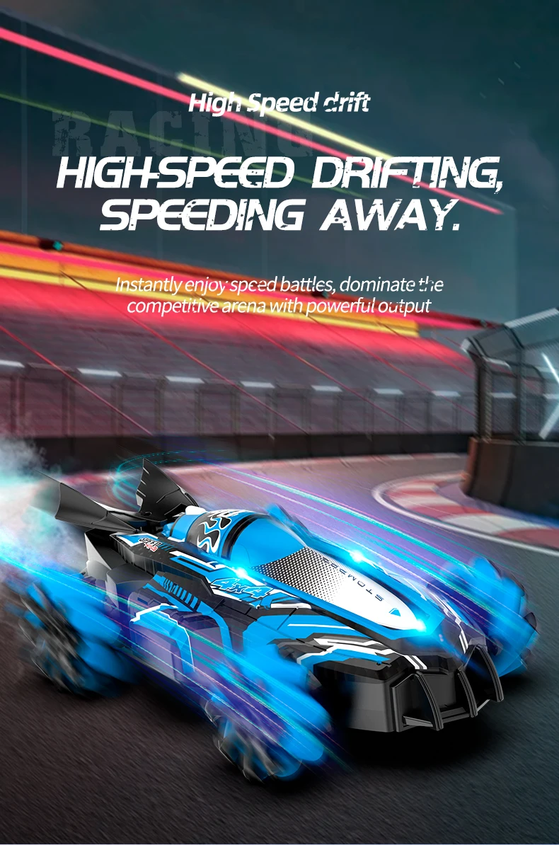 Adjustable Speed Racing Stunt Car Toy Universal Rocker Light Music USB Cable Four-Wheel Drive Spray Drift Remote Control