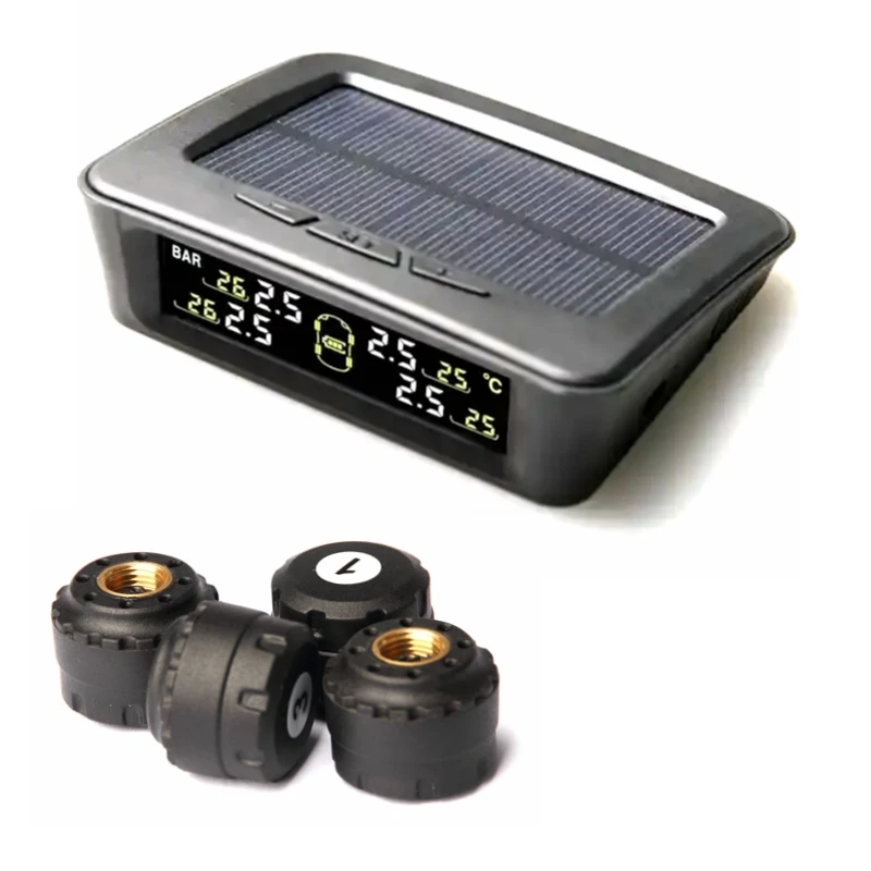 Solar LCD Display Tire Pressure Monitoring System TPMS M12-3+SO with External Sensor