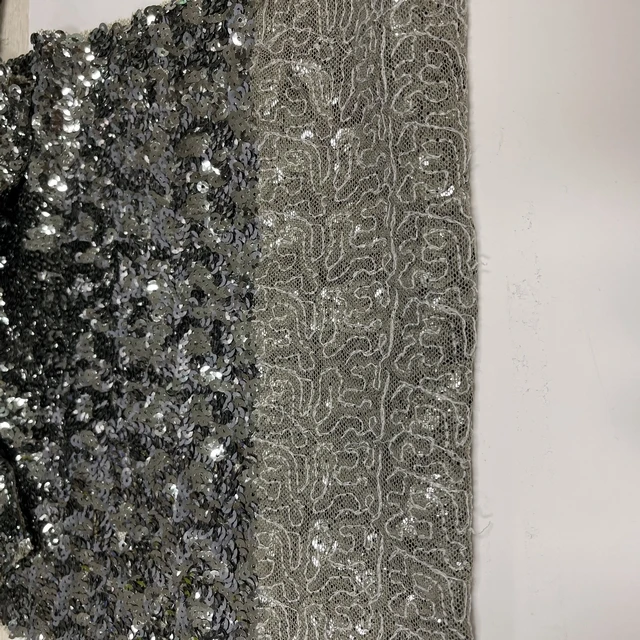 grey green  shiny beautiful cheap  embroidered sequin fabric for dancing  dress