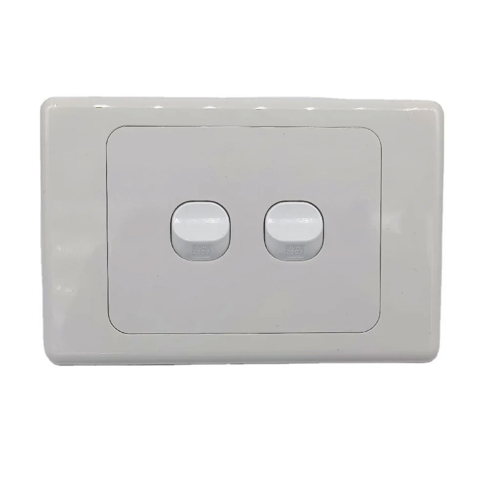 Switch And Socket  SAA/CE Certificate 2 Gang Australia wall outlets Slim Wall Switch Horizontal