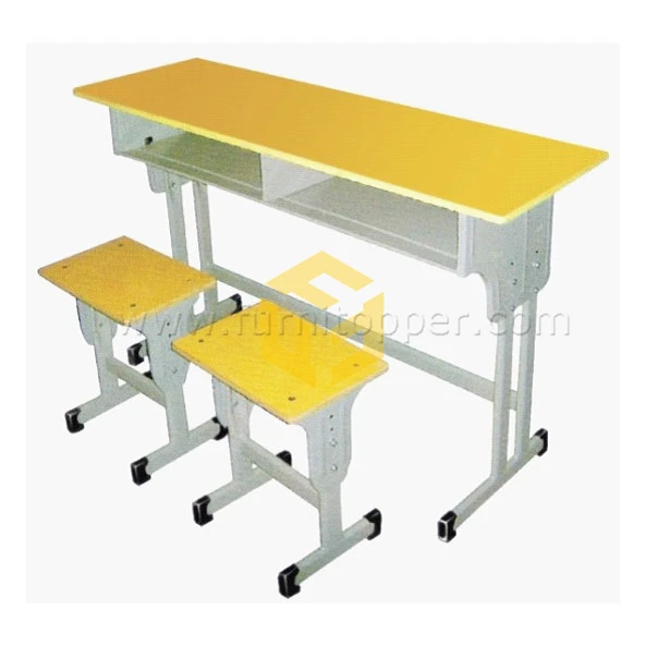 High School University Study Room Classroom Double Seat Table Furniture School Desk And Chair MDF With Melamine Fireproof Board