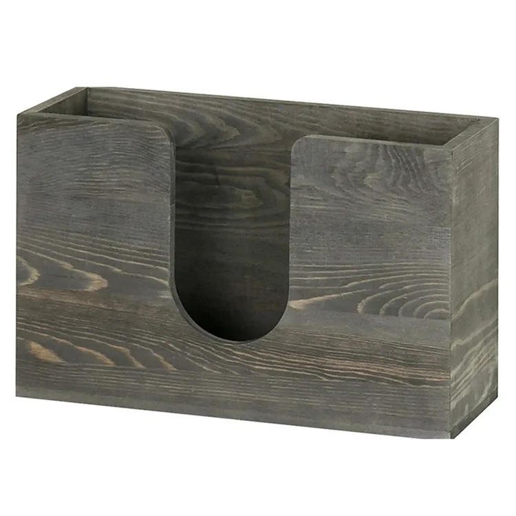 Vintage grey wood countertop wall mounted guest napkin holder for bathroom