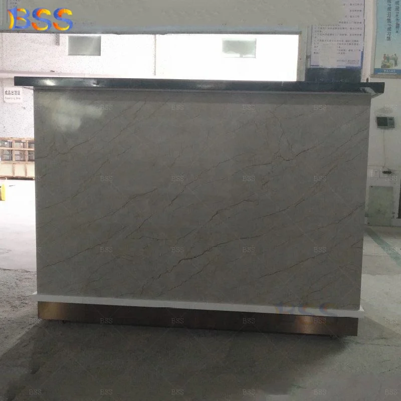 Mini Bar At Home Event Artificial Marble Quartz Small Wheels Bar Counter