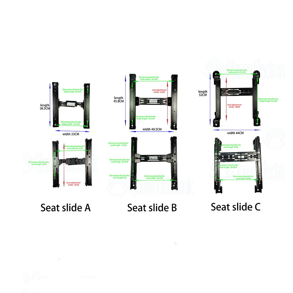 China factory custom 12V/ 24 volt  electric seat  rails slider  with horizontal  motor  for universal car minibus  van seat