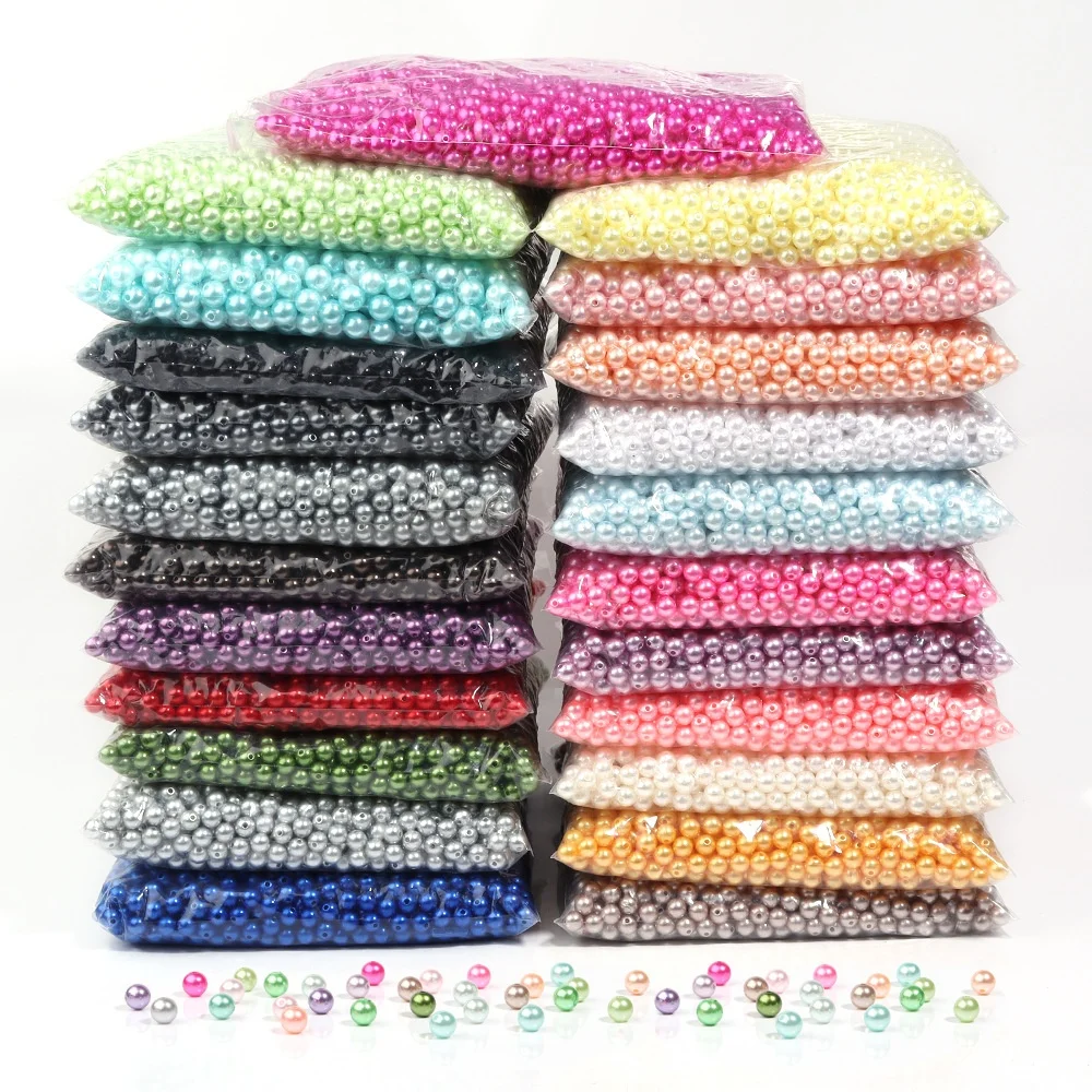 Wholesale abs pearl beads 3mm-12mm multi colors straight hole imitation plastic beads for jewelry making pearl beads abs