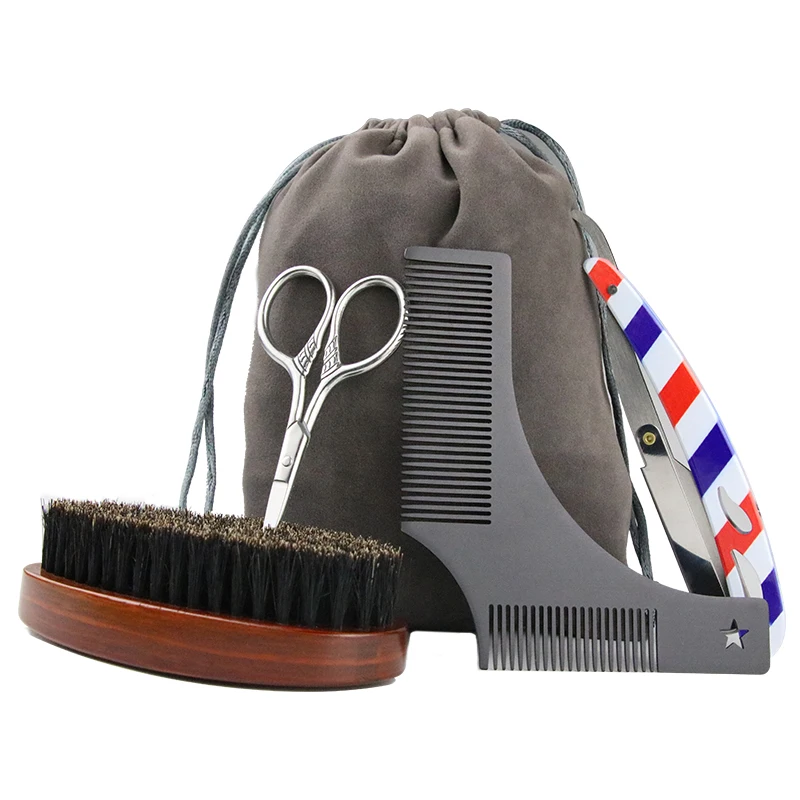 Barber Shop Hairdressing Tool Wooden Beard Brush and Comb Set