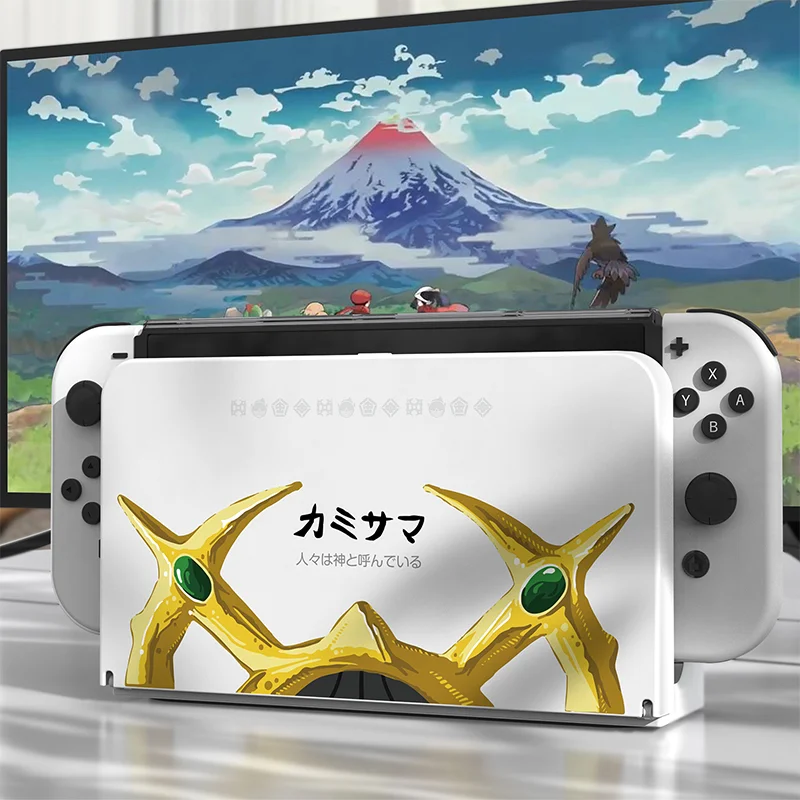 IINE Game Card Case for Nintendo Switch Oled,Dock Protective Cover Can Storage 10pcs Game Cards,Whit Printed