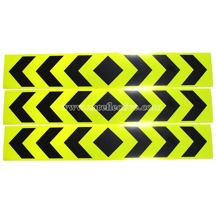 PVC/PET Black Arrow Retro Safety Warning YELLOW Reflective Truck Bumper Sticker 5cm*90cm Arrow Reflective Tape for Saudi Arbia