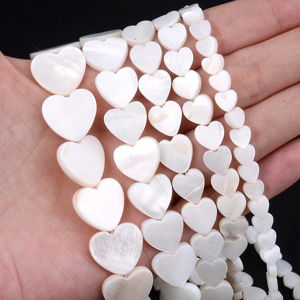 White Heart Shell Beads Natural Freshwater Mother Pearl DIY Jewelry Making Bracelet Necklace Handmade Accessories Loose Coral