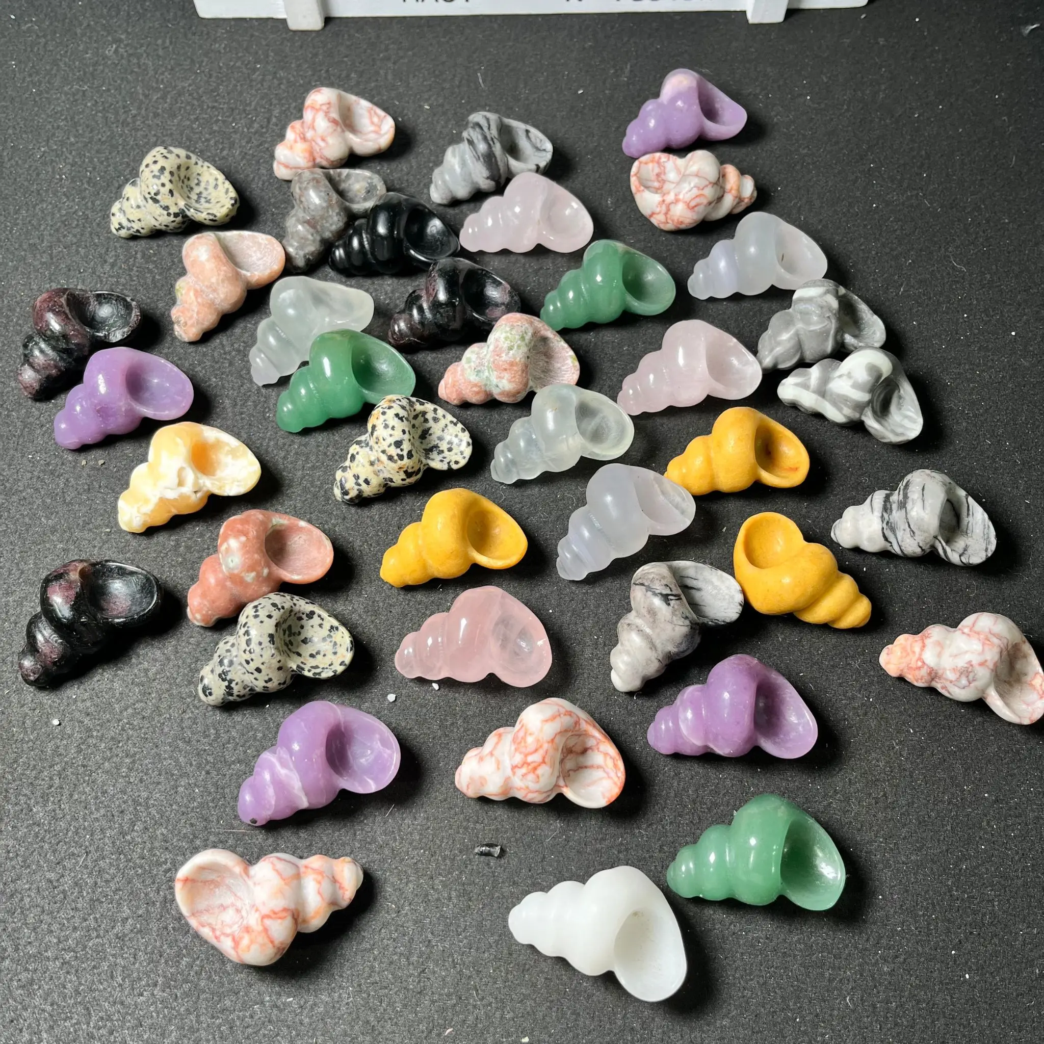 Mini Carved Natural Conch Shell Charm Fluorite Conch Carved Shell Gemstone Carving Crystal carving Sculpture Figurine