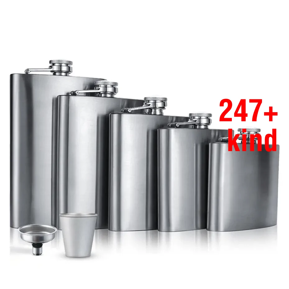 Portable Stainless Steel Hip Flasks Whiskey Matte Black Hip Flask Gift  8 oz Sublimation Leather Round Hip Flask For Liquor