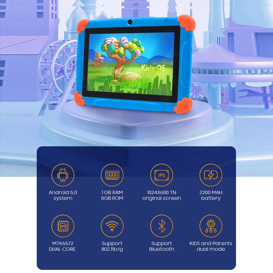 7 Inch Baby Android 5.0 Inch 1gb Ram 8gb Rom Educational Pc Kids Tablet With Wifi