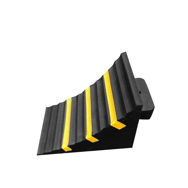 Rubber Wheel Chocks Heavy Duty Safety Wheel Wedges Parking  Wheel Stopper with Reflective Stripes