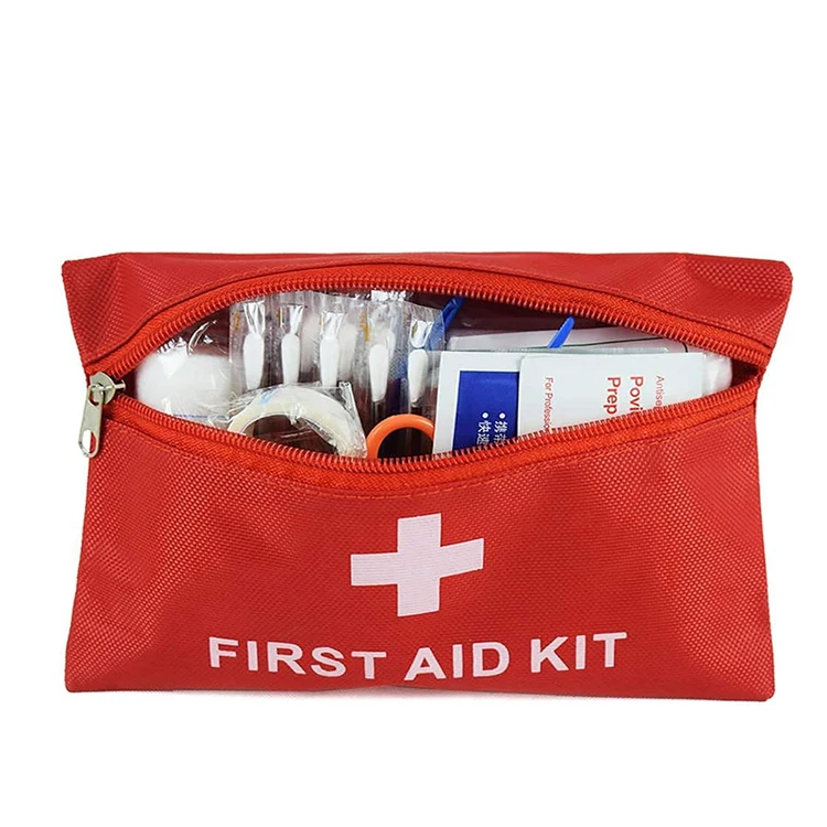 Red First Aid Bag Empty Travel Rescue Pouch First Responder Storage Compact Survival Medicine Bag for Car Home Office Kitchen