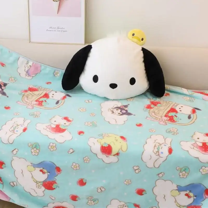 RJ Cute kulomi Plush Toy Pillow with blanket 2 in 1 Cartoon Winter Warm Blanket Anime Doll Plushies Back Cushion Sofa Bed Gifts