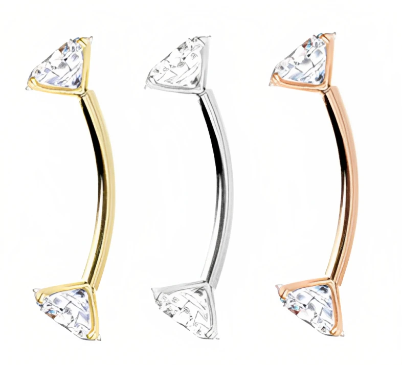 Wholesale 14K solid gold CZ Eyebrow Push In Threadless  Rook Cartilage earrings 14k solid gold piercing jewelry