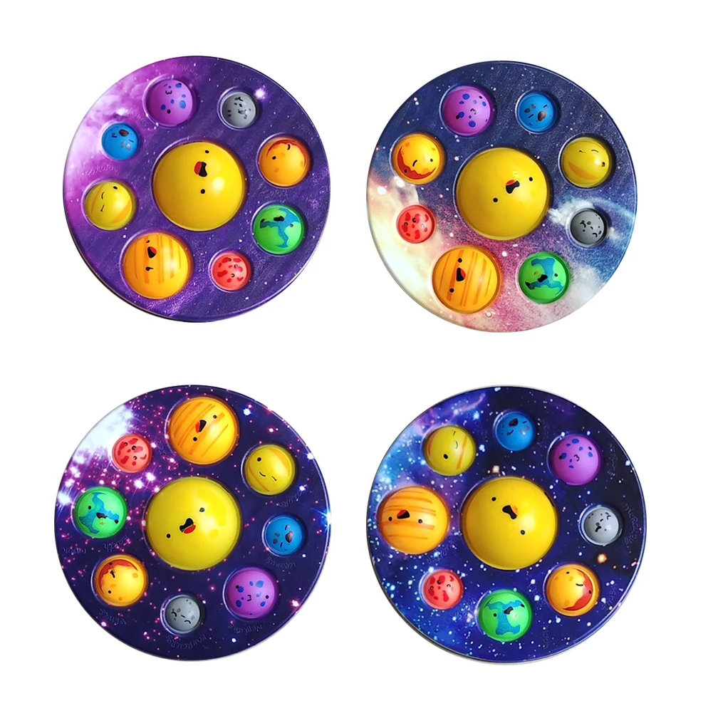 New Colorful 8 Planets Popit Fidget Toys Stress Relief Colorful Plastic Pressure Relieving Toys New Simple Fidget Toys