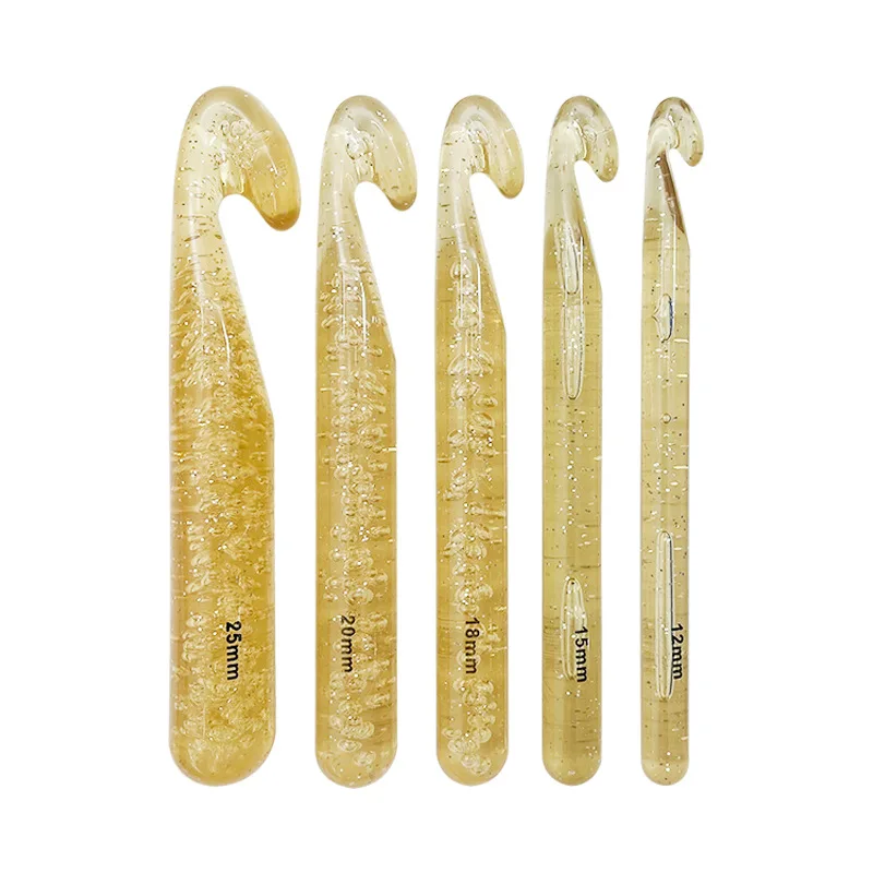 5 sizes Transparent ABS DIY Handle Knitting Needle Crochet Hook Set