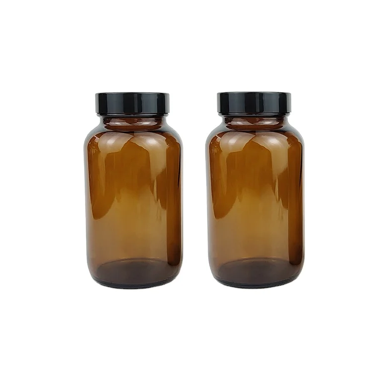 53/400 400ml wide mouth brown pharmaceutical medicine use standard amber glass bottle with plastic lid for pill