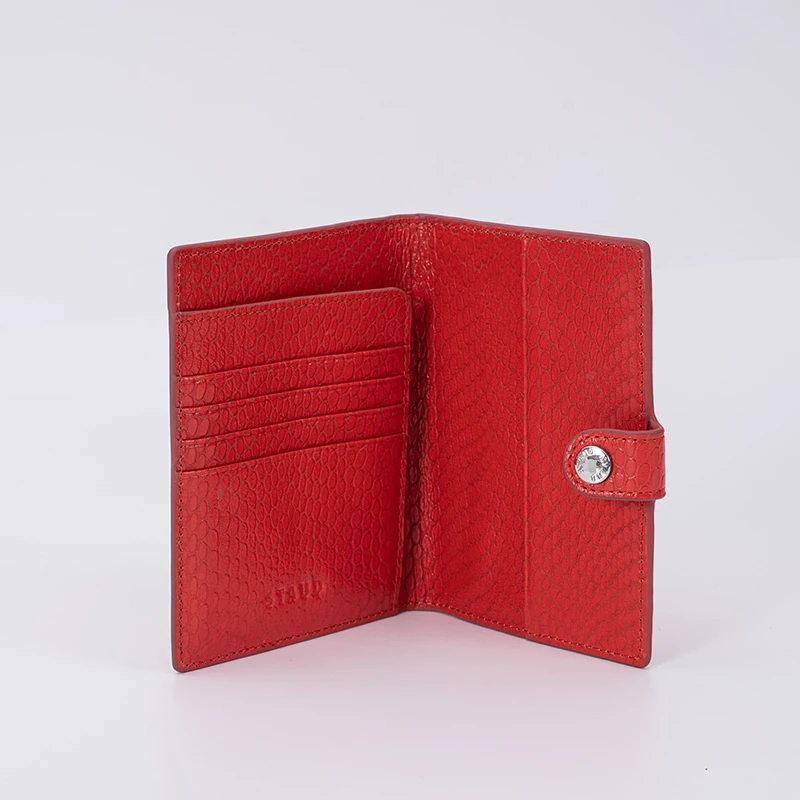 China Supplier red premium photo holder passport holder caver case cow leather travel wallet with luggage air tag for women lady