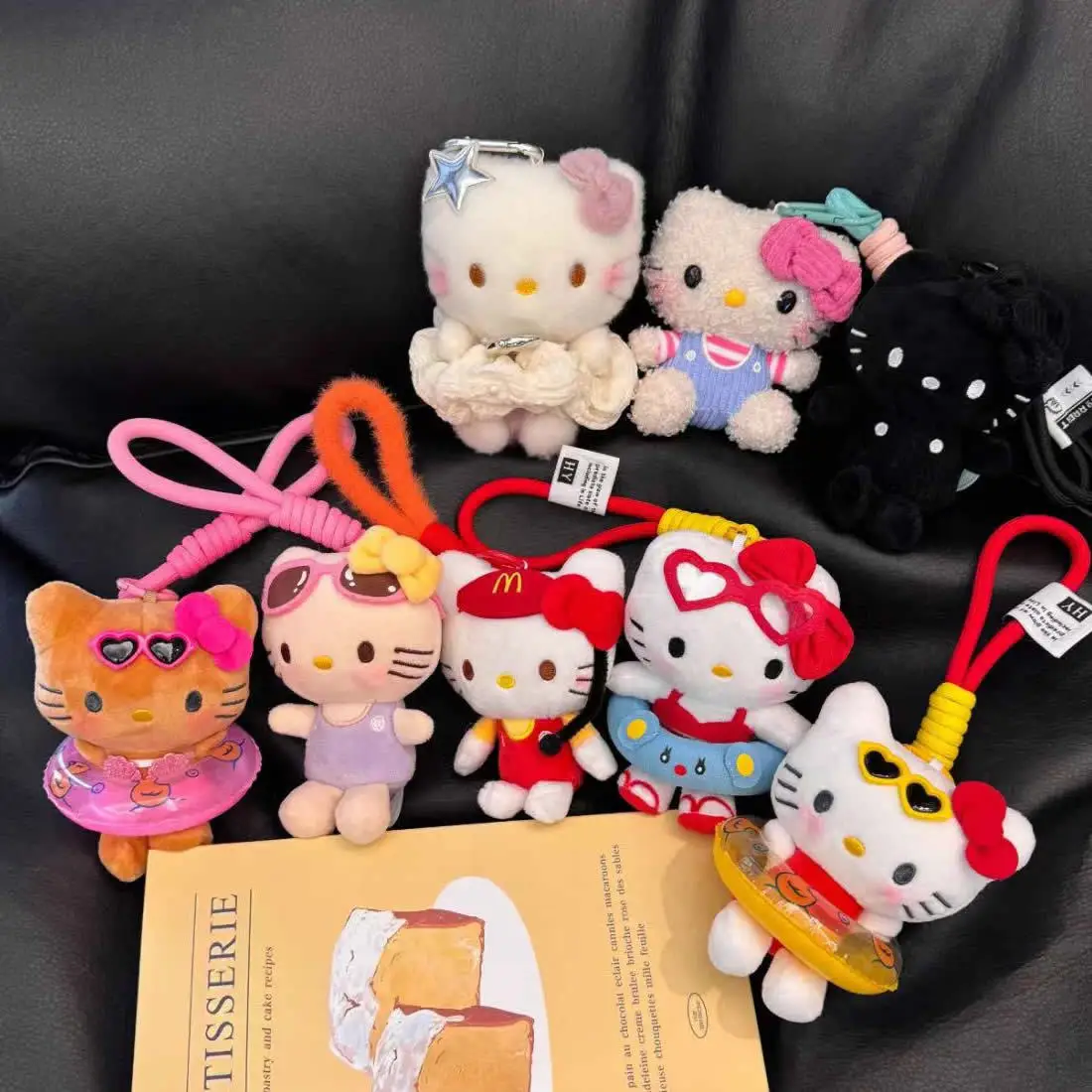 Kawaii Pink KT Plush Keychains KT CAT Plush doll Keychain Cartoon KT Cat Stuffed Doll Pendant Car Key Ring Backpack Bag Decor