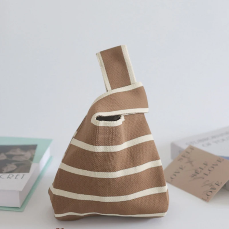 Wholesale Handmade Knitting Bags Cotton Crochet Knit Shopping Bag For Beach Travel Small Shopper Bag