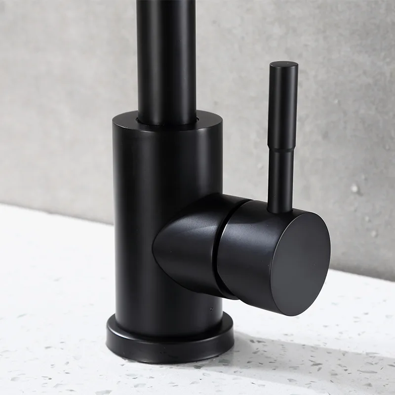 Flexible faucet 304 stainless steel kitchen faucet matte black hot cold water kitchen tap 360