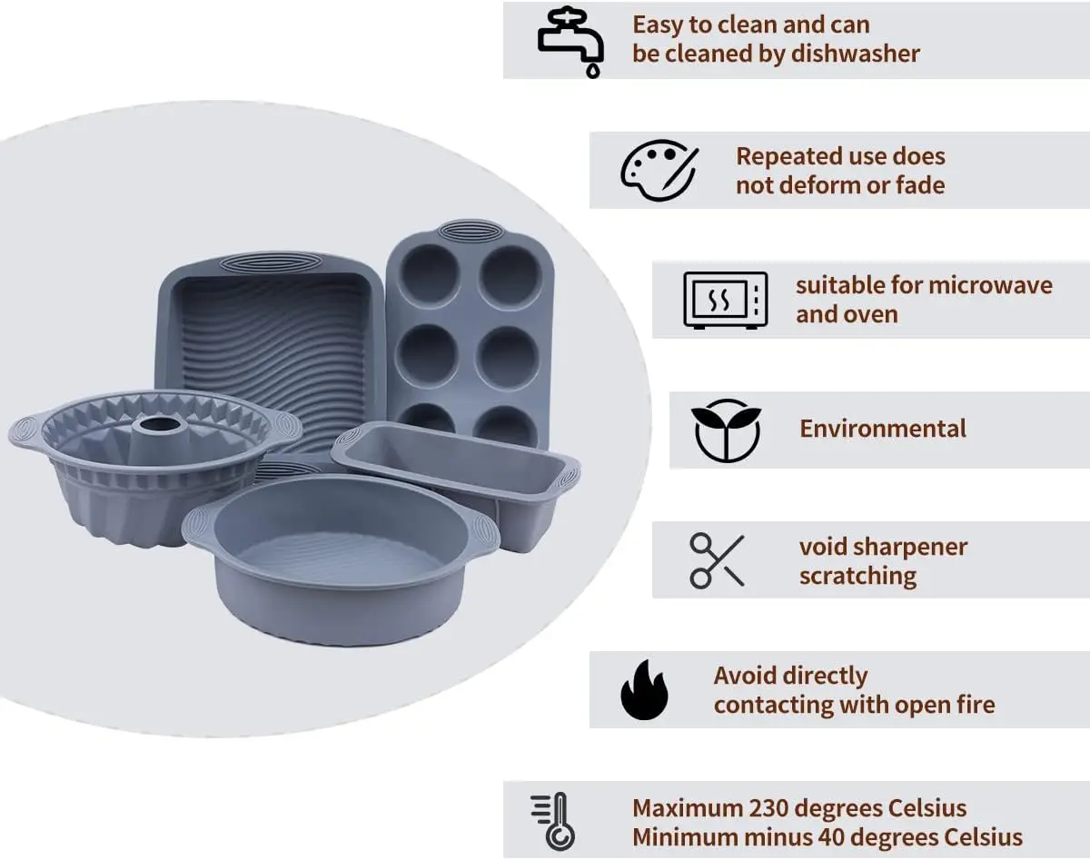 Silicone cake mold Bakeware Set Cake Pan Spatula Oil Brush Nonstick Cookie Molds Kitchen Baking Supplies Set for cake mould
