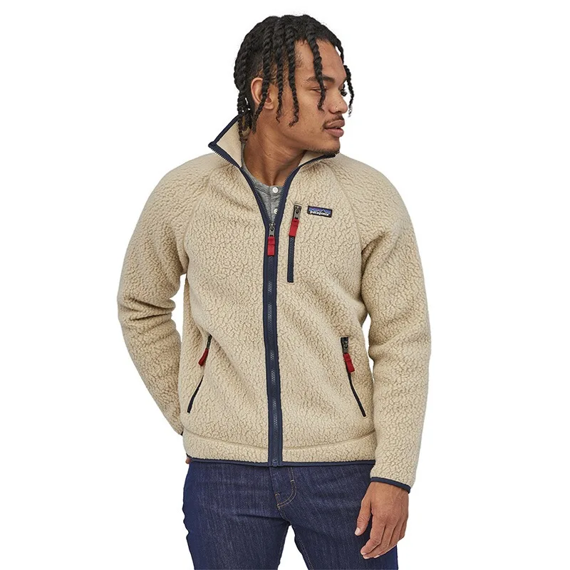 OEM Full Zip Coat Warm Custom Embroidery Logo Faux Fur Men Winter Casual Sherpa Fleece Jackets