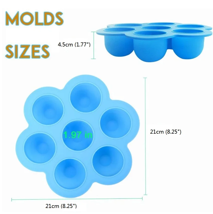 Amazon Hot Selling BPA Free Silicone Baby Food Freezer Trays Silicone Egg Bites Molds