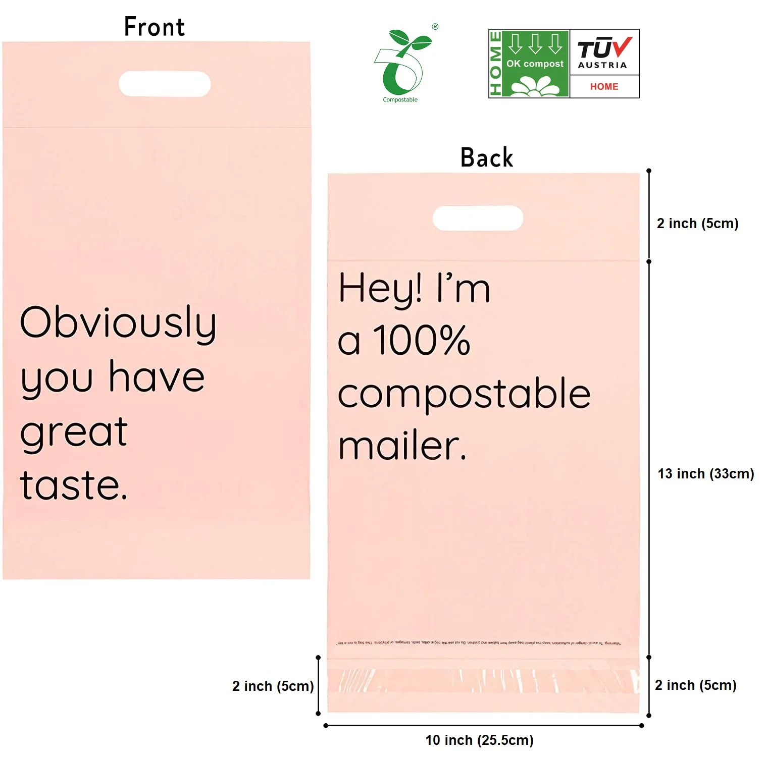 Биоразлагаемая самоклеящаяся почтовая сумка с ручкой, с логотипом на заказ