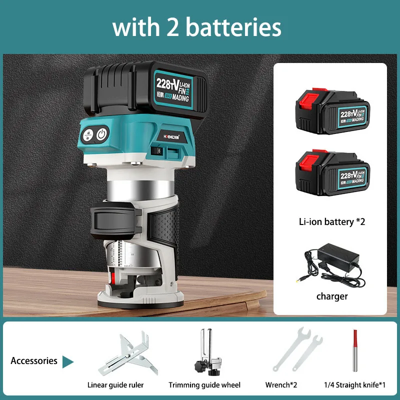 6.35mm Portable Brushless Battery Power Woodwork Edge Trimmer Woodworking Carving Machine Cordless Wood Tenoning Electric Router