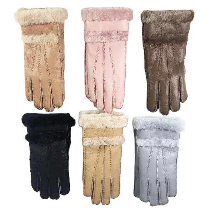 Fur gloves manufacturers wholesale sheepskin new real wool ladies warm gloves winter fashion