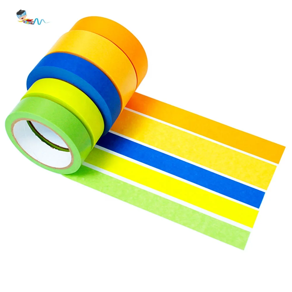 4- Recyclable Colorful Heat UV Resistant Automotive Auto Car Spraying Painting Masking Crepe Washi Paper Self Adhesive Tape