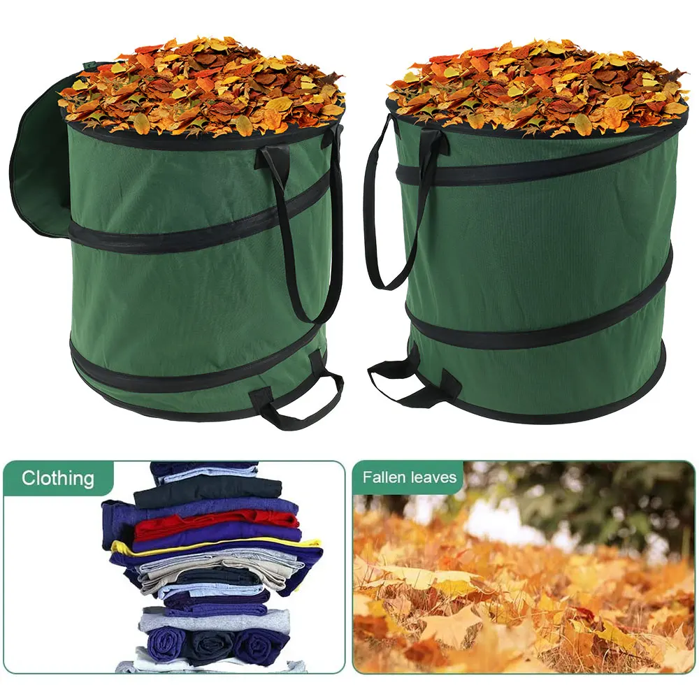 Custom Collapsible 30 Gallon Canvas Garden Waste Bag Pop up Reusable Yard Leaf Bag Holder